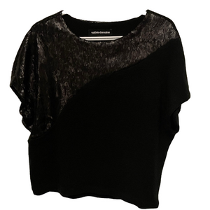 Valerie Dumaine Sequin Black Knit Top Size Medium